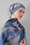 Blue Leaf Pattern Moos Chrep Shawl - 4