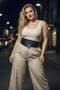 Plus Size Black Women's Belted Wide-Cut Bodice Dress Top - 4