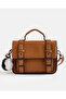 Women Tan Satchel Bag With Pom Pom