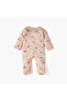 Snail Print Sleepsuit with Long Sleeves and Zip Closure - 2
