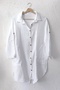 White Shirt Collar 3/4 Sleeve Buttoned Pocket Casual Muslin Oversize Woven Dress 97 65 - 2