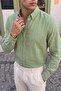 Adra Premium 100% Cotton Flamed Regular Fit Light Green Men's Shirt