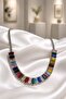 Luxury Silver Color Row Stone Adjustable Necklace - 2