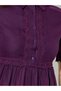 Purple Lace Trim Short Sleeves Shirt Maxi Dress - 4