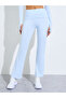 Blue Thumbhole Detail Ls Crop Top And Broad Waist Flared Pants Set - 4