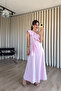 Powder Pink One-Shoulder Ruffled Linen Dress - 3