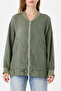 Khaki Italian 100% Linen Low Sleeve Zippered Oversize Linen Jacket Blouse with Tie at Hem Size 40 - 44 - 5