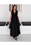 Women's Double-Breasted V-Neck, V-Back, Elastic Waist, Layered, Loose Summer Maxi Dress - 2