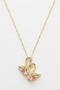 Women's Gold Color Double Swan Pink Zircon Stone Stainless Steel Necklace