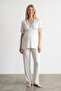 Venera Premium Contrast Piping Luxury Maternity & Postpartum Pajama Set with Easy Breastfeeding Feature