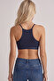 3-Pack Navy Blue Cotton Lycra Sports Bustier-Tank Top with Straps - 3
