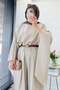 Premium Bella Yarasa Sleeve Linen Trousers Set - Stone - 8