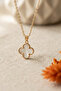 White Enamel Flower Model Brand Necklace - 4