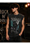 Unisex Black Oversize 100% Cotton Front Printed Crew Neck Sleeveless Street Style T-Shirt Nirvana - 2