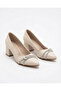 Women's Stone Detailed Closed-Front 6 cm Thick Heeled Shoes - 2