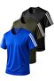 3-Piece Sleeve Stripe Quick Dry Breathable Fabric Sports T-Shirt