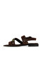 Brown Dark Suede/Leather Women's Flat Sandals - 3