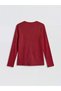 Lcw Kids Burgundy Crew Neck T-Shirt with Bow Detail for Girls - 3