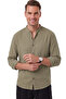 Khaki 97% Cotton Muslin Fabric Breathable Summer High Collar Relaxed Fit Men's Shirt 2602620