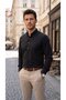 Men's long sleeve shirt with concealed button and metal detail