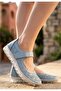 Sina Blue Genuine Leather Velcro Orthopedic Comfortable Ballerinas - 3