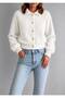 Gold Buttoned Women's Polo Collar Beard Cardigan - 6