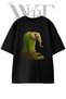 Elephant Cactus Sandal Design Printed Unisex Black Oversize T-Shirt