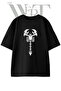 Tribal Scorpion Design Printed Unisex Black Oversize T-Shirt
