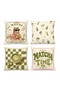 Set of 4 Pillow Covers with Cat Drinking Matcha Pattern - 3