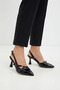 Galvin Women's Black Patent Leather Double Buckle 7 cm Heeled Classic Shoes Mhr5296