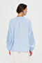 Women's Blouse with Openwork Lace Detail on the Sleeves and High Collar - 5