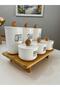 6-Piece Acrylic (Plastic) Jar Set with Wooden Stand 900-400 ml Vacuum Plastic Lid Wooden Handle Tea/Sugar/Coffee-Condiment Set - 5