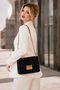 Women's Black & Cream Chain Strap Shoulder and Crossbody Bag with Flap Cover, Stylish Daily Event Bag - 7