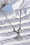 316L Steel Chain Silver Color Gingko Leaf Model Zircon Stone Detail Women's Necklace - 2