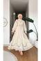 Women's etamine embroidered elastic waist linen hijab dress
