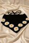 Black Floral Motif Tie-Up Bandana, Knitted Summer Hair Bandana for Beach Daily Use - 3
