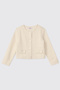 Girl's Ecru Jacket with Buttoned Pockets