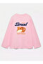 100% Cotton Oversize Fit Bread Printed - Crew Neck Long Sleeve T-Shirt