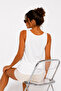 Women's White U-Neck Thick Strap Comfortable Cut Basic Athlete Blouse - 5
