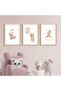 Dreamy Teddy Bear Moon Cloud 3 Piece Floating Frame Canvas Wall Art | 3x 30x40cm 12x16 inch | Beige Nursery Balloons Stars Triptych - 2