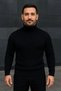 Men's Ribbed Sweater Full Turtleneck Knitwear Set of 2 Beige-Black - 5