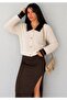 Buklem Collar Gold Buttoned Women's Beard Knitwear Cardigan - 4