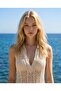 Polo Collar 100% Cotton Sleeveless Openwork Comfortable Fit Knitwear Beach Dress - 5