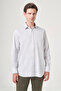 White Hard Collar Long Sleeve Pocketed Checkered Pattern Comfort Fit 100% Cotton Shirt 1004260220