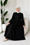 Women's Scalloped Lace Stylish Black Summer Long Dress - 5