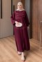 Women's Embroidered Linen Bat Sleeve Dress - 2