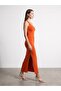 90270 Accessory Detailed Midi Knitwear Dress-Orange - 4