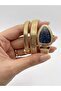 Women's Navy Blue Dial Stone Spiral Snake Model Gold Watch