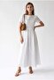 2216 Women's Lined Short Sleeve Floral Openwork Midi Dress White