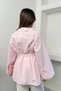 Women's Belted Oversize Shirt with Wide Collar and Lace Cuff Detail, Long Sleeve Stylish Tunic Shirt - 3